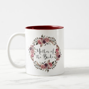 Tasse 2 Couleurs Boho Watercolor Floral Wreath Mère de la mariée