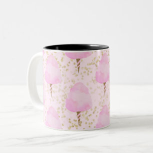 Tasse 2 Couleurs Bonbon Rose et Paillettes Dorées Filles Mignonnes 