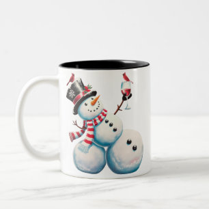 Tasse 2 Couleurs Bonhomme de neige avec vin Noël Cadeau drôle de No