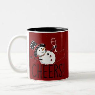 Tasse 2 Couleurs Bonhomme de neige boit du vin Noël drôle Xmas hive