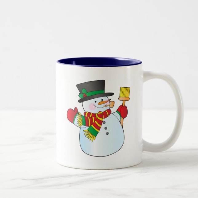 Tasse 2 Couleurs Bonhomme de neige de Noël (Droit)