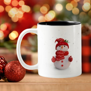 Tasse 2 Couleurs bonhomme de neige tridimensionnel de Noël