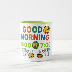 Tasse 2 Couleurs Bonjour 67 Six Sept Réveil Drôle Cadeau Matin