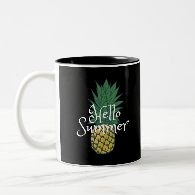 Tasse 2 Couleurs Bonjour Ananas d'été (Gauche)