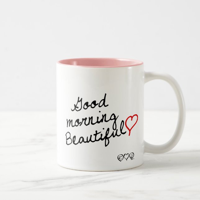 Tasse 2 Couleurs Bonjour Beau! (Droit)