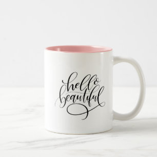 Tasse 2 Couleurs Bonjour Belle Main Lettrée