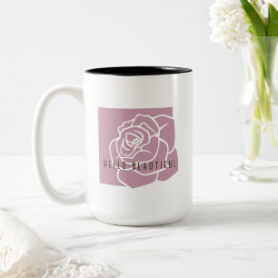 Tasse 2 Couleurs Bonjour Belle - Rose Rose Moderne Chic