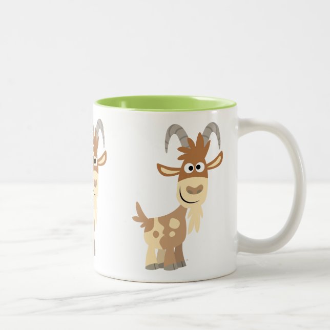 Tasse 2 Couleurs Bonjour ! Chèvre caricaturale mignonne (Droit)