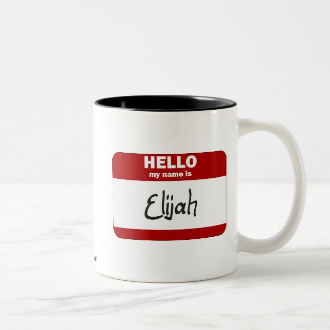Tasse 2 Couleurs Bonjour mon nom est Élijah (rouge) (Droit)