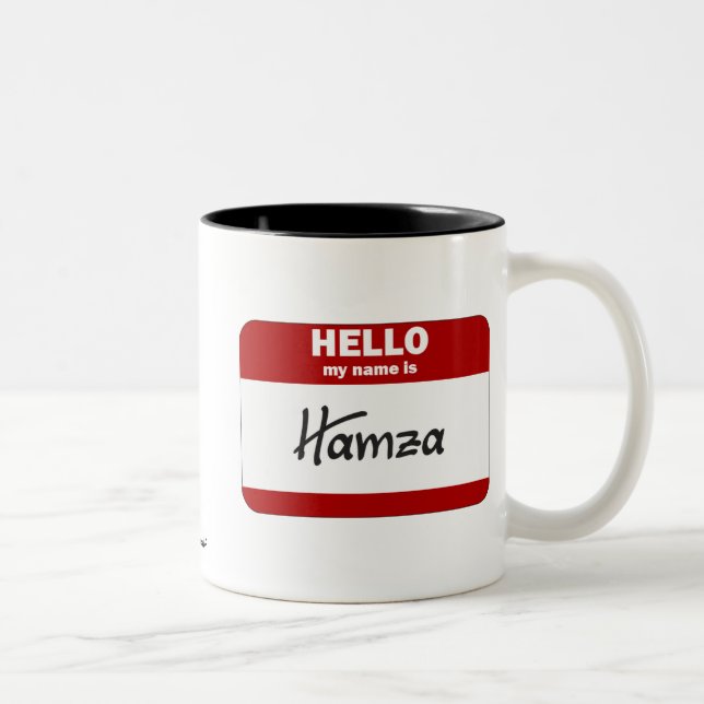 Tasse 2 Couleurs Bonjour mon nom est Hamza (rouge) (Droit)