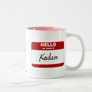 Tasse 2 Couleurs Bonjour mon nom est Kaden (rouge)
