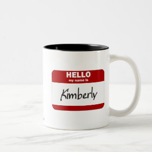 Tasse 2 Couleurs Bonjour mon nom est Kimberly (rouge)