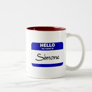 Tasse 2 Couleurs Bonjour mon nom est Simone (bleu)