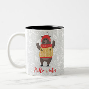 Tasse 2 Couleurs Bonjour Saison d'hiver Salutation Illustration Our