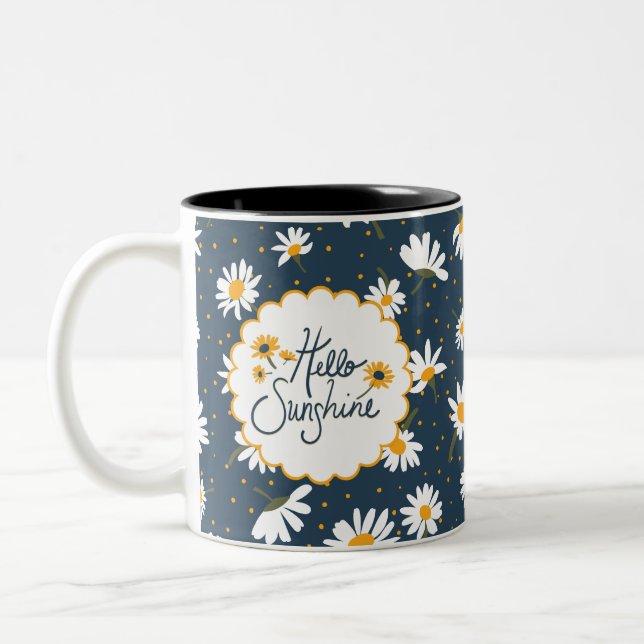 Tasse 2 Couleurs Bonjour Sunshine Classic Yellow Daisy Flowers (Gauche)