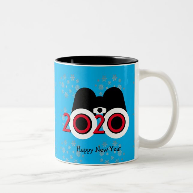 Tasse 2 Couleurs Bonne année 2020 Vision Texte personnalisé (Droit)