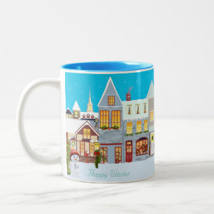 Tasse 2 Couleurs Bonne ville de Noël & Snowman