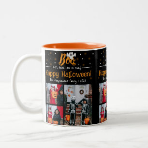 Tasse 2 Couleurs Boo citrouille jack-o-lanterne Halloween Collage p
