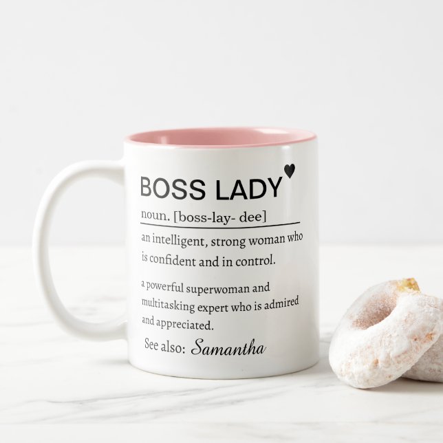 Tasse 2 Couleurs Boss Lady Definition Personalized Name  (Avec donut)