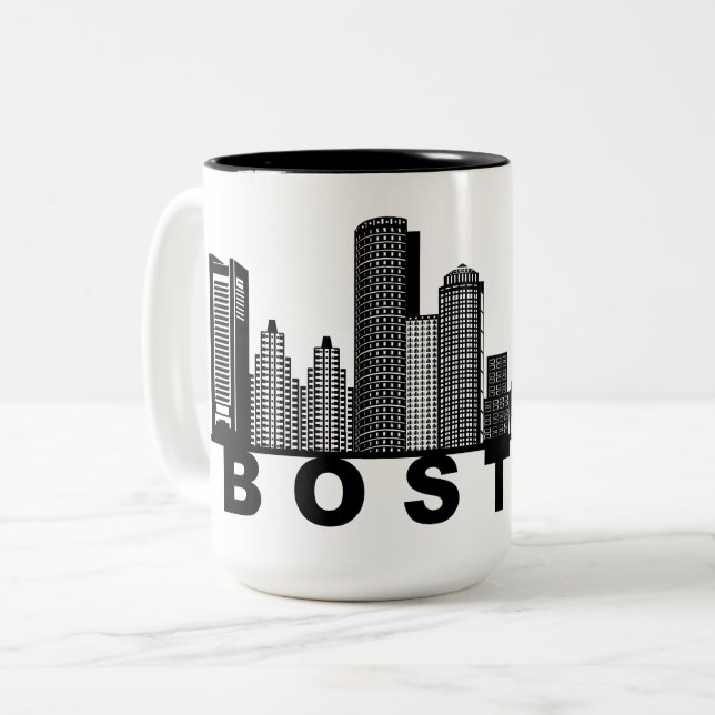 Tasse 2 Couleurs Boston Skyline Silhouette  (Devant gauche)