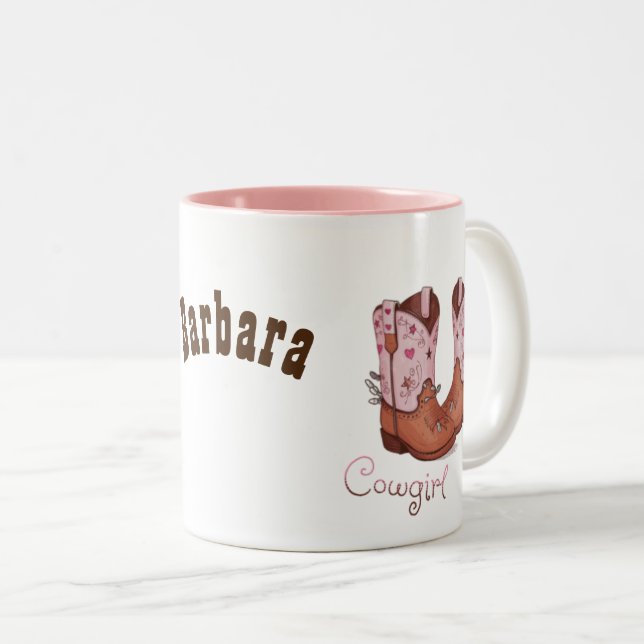 Tasse 2 Couleurs Bottes de cowgirl modernes | Style Occidental (Devant droit)