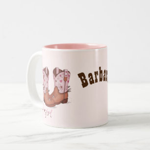 Tasse 2 Couleurs Bottes de fille-vache rose et Brown