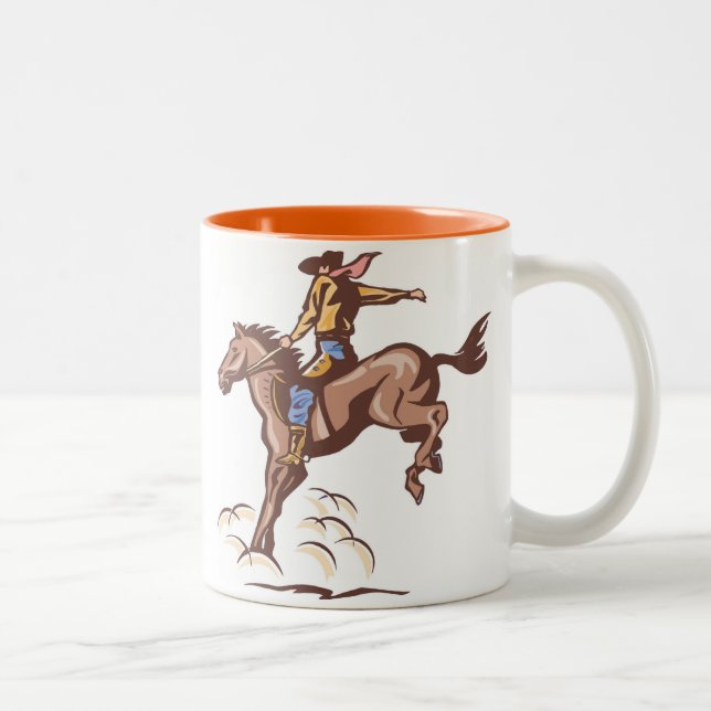 Tasse 2 Couleurs Bouchon de café cowboy bronco (Droit)