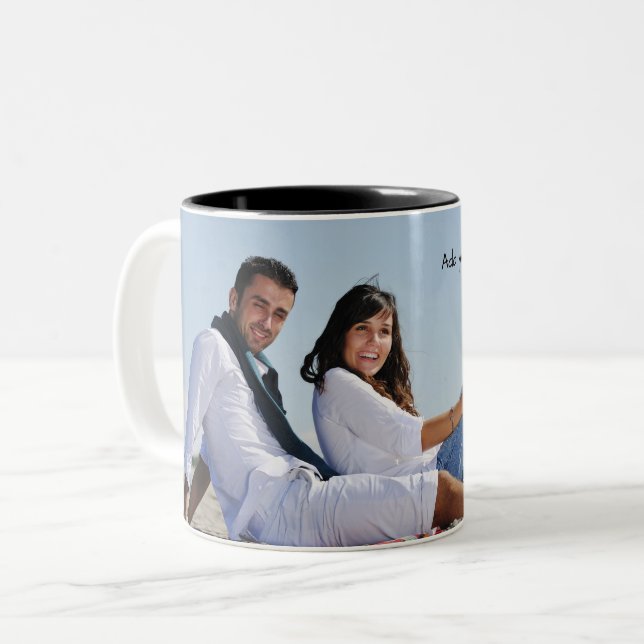 Tasse 2 Couleurs Bouchon photo personnalisé (Devant gauche)