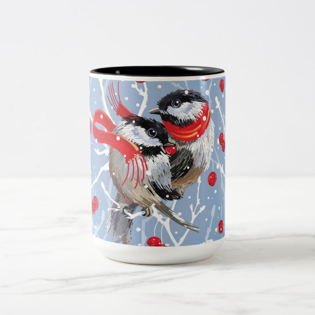 Tasse 2 Couleurs Bouddha de poules Noël Amoureux (Centre)