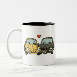 Tasse 2 Couleurs Boudins de voiture - Cartoon mignon Couple Cars en