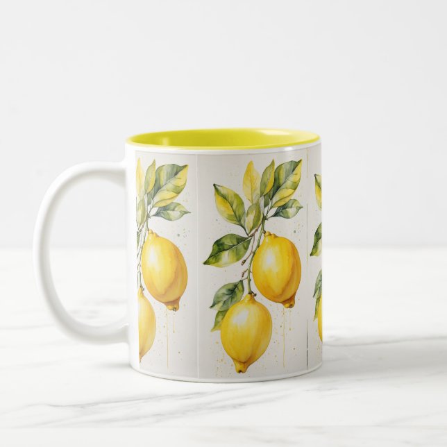Tasse 2 Couleurs Boue d'aquarelle jaune citron (Gauche)
