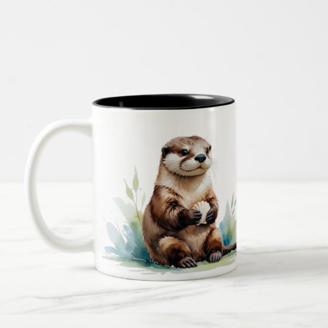 Tasse 2 Couleurs Boue de café d'aquarelle (Gauche)