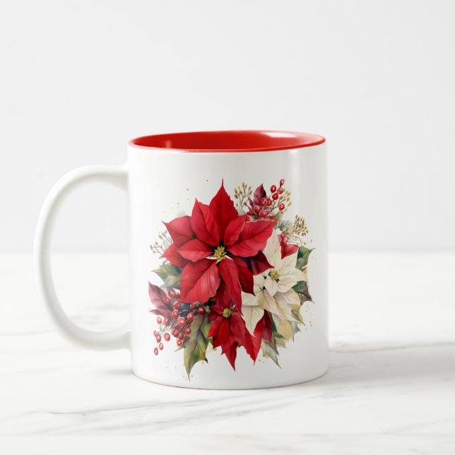 Tasse 2 Couleurs Boue de café Poinsettia (Gauche)