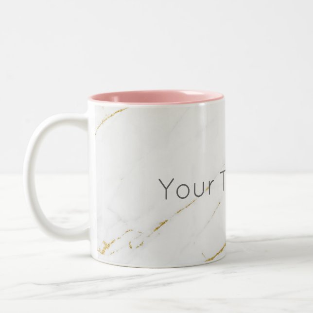 Tasse 2 Couleurs Boue de marbre d'or personnalisée - rose (Gauche)
