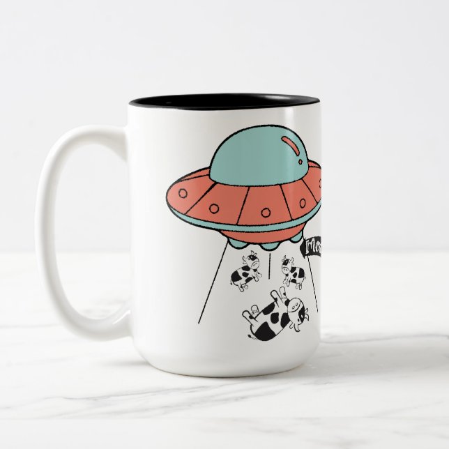 Tasse 2 Couleurs Boue d'enlèvement de vache OVNI (Gauche)