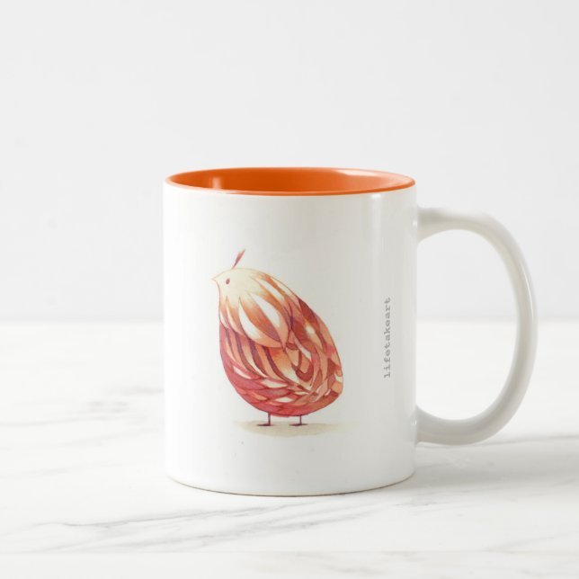 Tasse 2 Couleurs Boue d'oiseaux orange ronde (Droit)