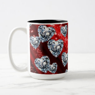 Tasse 2 Couleurs Boug Coeurs Diamants Rouge Étincelle