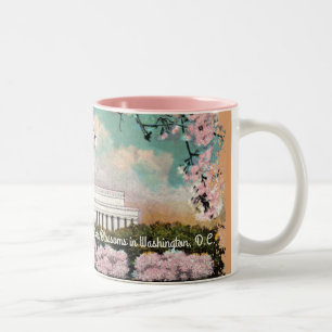 Tasse 2 Couleurs Boug de café peint en fleurs de cerisier