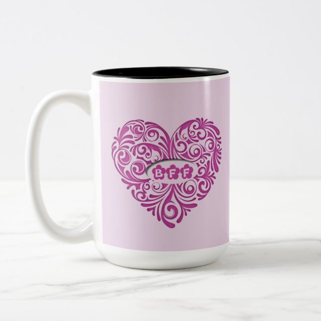 Tasse 2 Couleurs Boug de coeur rose personnalisé (Gauche)