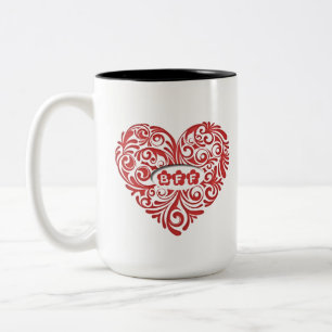 Tasse 2 Couleurs Boug de coeur rouge BFF personnalisé