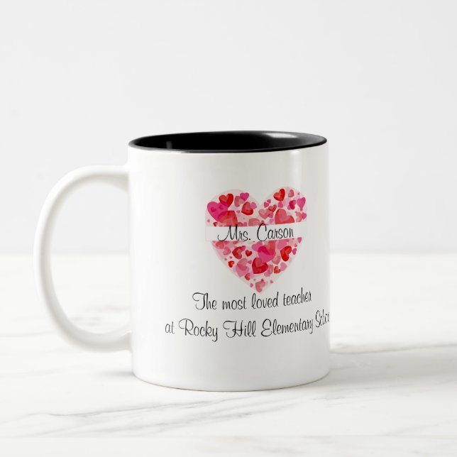 Tasse 2 Couleurs Boug d'enseignant personnalisable Saint-Valentin (Gauche)