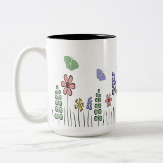 Tasse 2 Couleurs Boug floral Fleur sauvage Papillon  Printemps de l