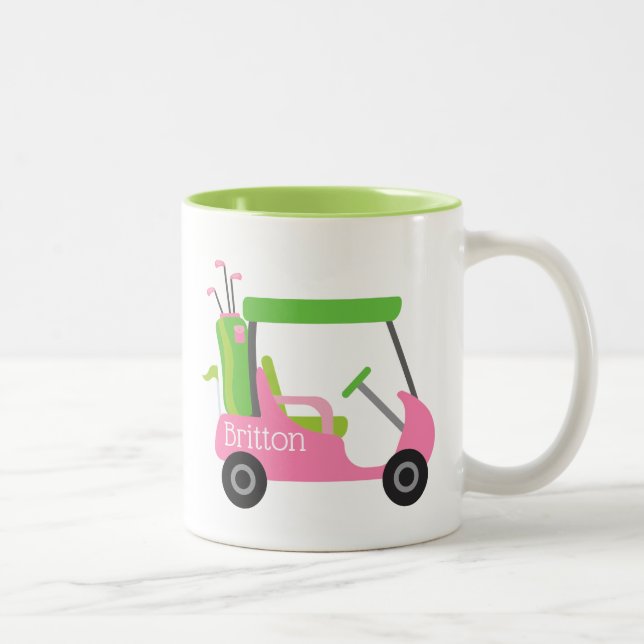 Tasse 2 Couleurs Boug personnalisé Pink & Green Golf (Droit)