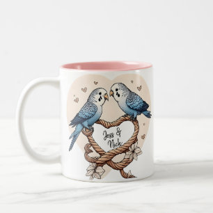 Tasse 2 Couleurs Bouge de cordes de coeur personnalisée Budgie Coup