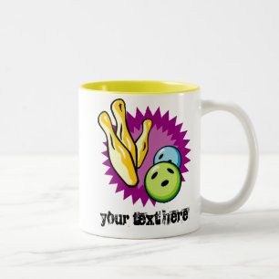 Tasse 2 Couleurs Boule de bowling jaune ; Goupilles