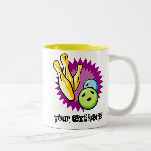 Tasse 2 Couleurs Boule de bowling jaune ; Goupilles (Droit)