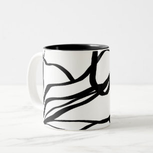 Tasse 2 Couleurs Bouquet Blanc : Abstrait blanc & noir