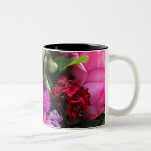 Tasse 2 Couleurs Bouquet de fleurs roses et violettes Photo