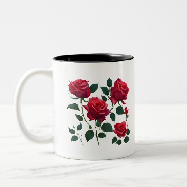 Tasse 2 Couleurs Bouquet de roses rouges (Gauche)