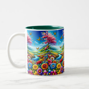 Tasse 2 Couleurs Bouteille de champ de fleurs
